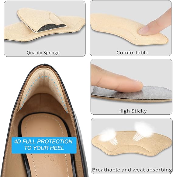 1Pair High Heels T-Shape Women Insoles For Shoes Back Liner Grips Soft Insole Heel Pain Relief Foot Protection Anti-Slip Pads Sticker Support Arch Scratching Bandages – Black