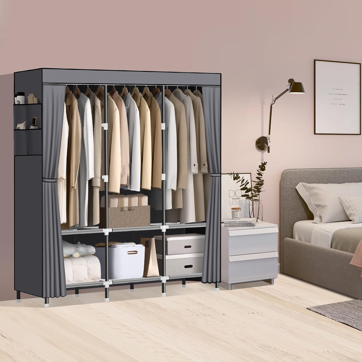 3 Door 88130 Fancy & Portable Foldable Closet Wardrobe Storage Organizer with Shelves Foe Multi Purpose - Image 2