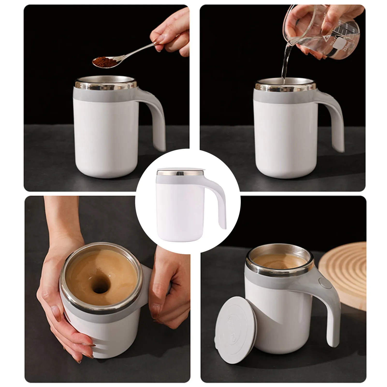 Self Stirring Mug Self Stirring Coffee Mug with Lid Handle High Speed Mixing Cup for Easy Brewing Automatic Electric Magnetic Technology Favorite Automatic Self Stirring Cup