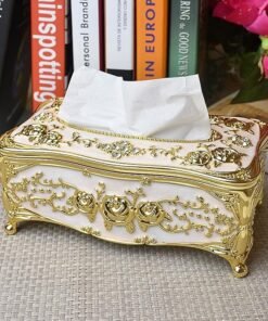 JAS European Hotel Kitchen Rectangular Fancy Table Facial Tissue Box Cover Holder