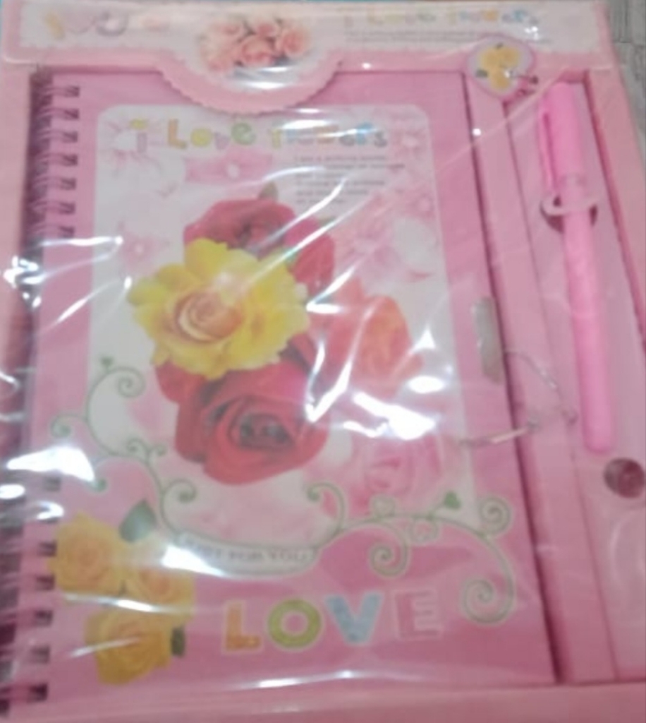 Fancy Lock Spiral Binding Diary Medium size with box & a Gift Pen, Pages 62, Size 20x 24cm - Image 2