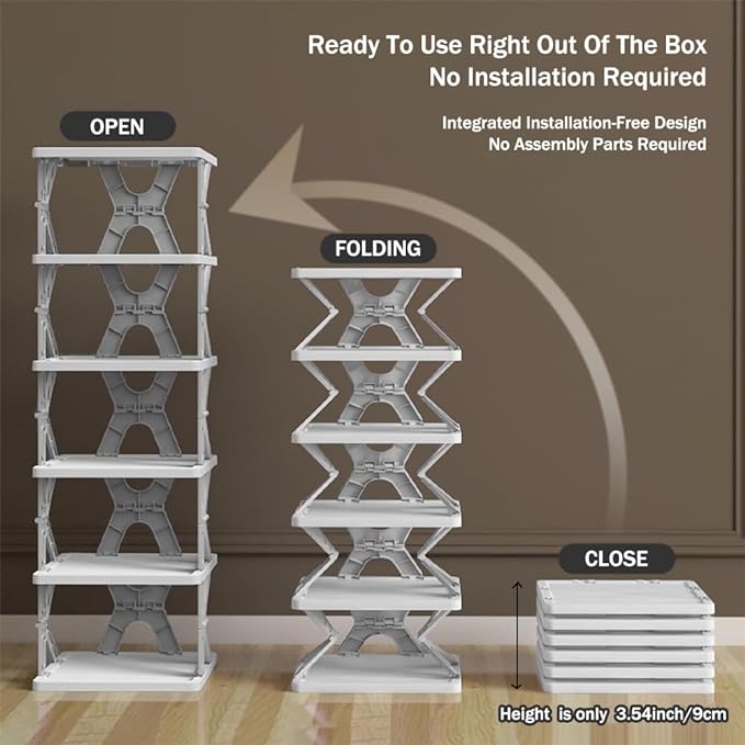 New Zig Zag Style 5 Layer Folding Plastic Shoe Rack