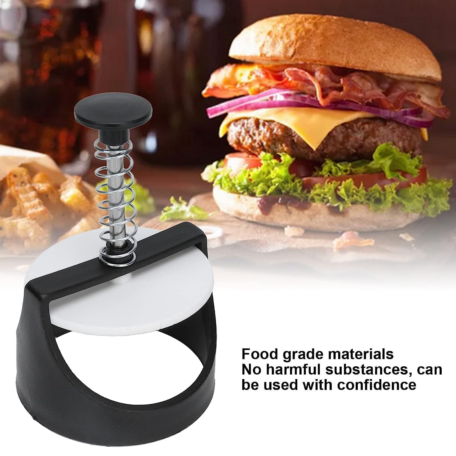 Hand Press Mini Burger Press, Plastic Stamp Press Hamburger Patty Maker Mold, Burger Patty Mold, Stamp Press Burger Mold