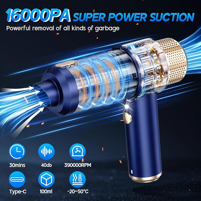 Multi-functional 3 in 1 Vacuum Cleaner - Rechargeable Dual Mode Cordless Handheld Wireless Lightweight Cleaning Tool, Ideal for Cars, Sofas, Carpets, Home & Office Use, with Duster & Blower Features for Dust, Electronics, and Delicate Surfaces - Image 3