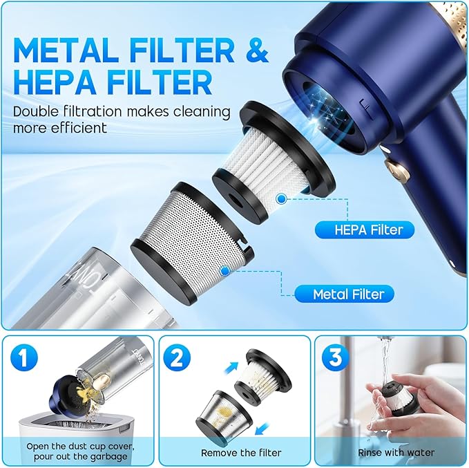 Multi-functional 3 in 1 Vacuum Cleaner - Rechargeable Dual Mode Cordless Handheld Wireless Lightweight Cleaning Tool, Ideal for Cars, Sofas, Carpets, Home & Office Use, with Duster & Blower Features for Dust, Electronics, and Delicate Surfaces - Image 4