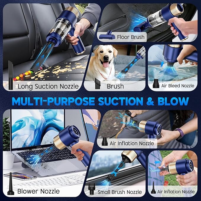 Multi-functional 3 in 1 Vacuum Cleaner - Rechargeable Dual Mode Cordless Handheld Wireless Lightweight Cleaning Tool, Ideal for Cars, Sofas, Carpets, Home & Office Use, with Duster & Blower Features for Dust, Electronics, and Delicate Surfaces - Image 5
