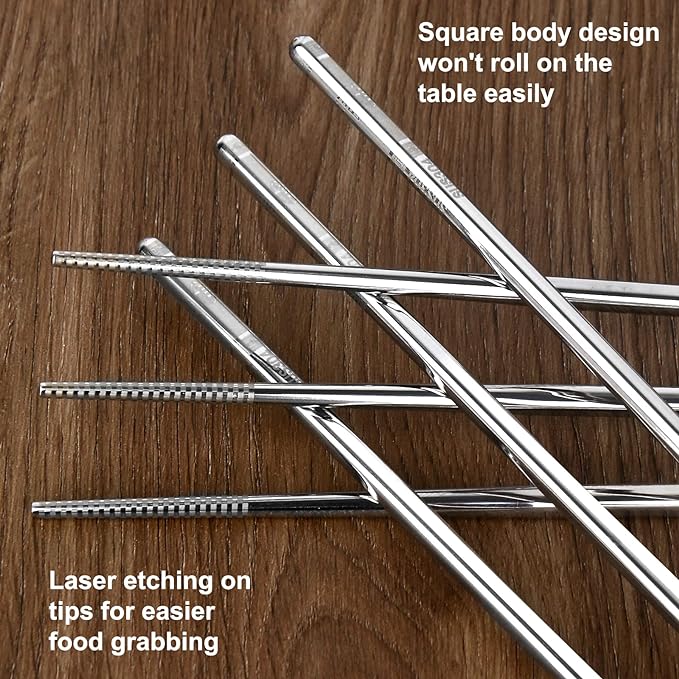 10 Premium Reusable Metal Stainless Steel Chopsticks / Lightweight Easy to Use Metal Chopstick / Environmental Tableware - Image 5