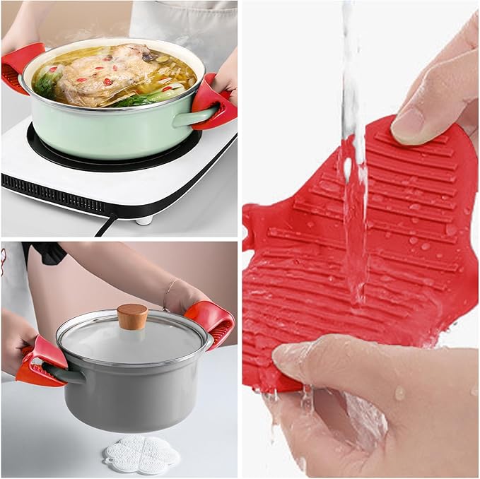 Silicon Gloves pot holder heat resistant clips 1 Pair