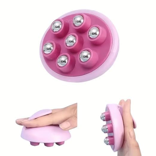 Hand Held Massager 7 Balls 360 Degree Rotatable ABS Steel Portable Compact Roller Ball Massager Comfortable Body Relaxation Tool Suitable for Abdomen Arms Legs