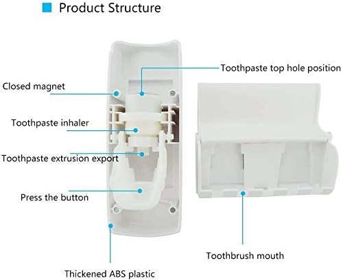 Liberty Mall Toothpaste Dispenser With 5 Brush Holder Wall Mounted Automatic Hands Free Dispenser - Image 4