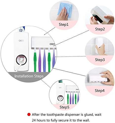 Liberty Mall Toothpaste Dispenser With 5 Brush Holder Wall Mounted Automatic Hands Free Dispenser - Image 2