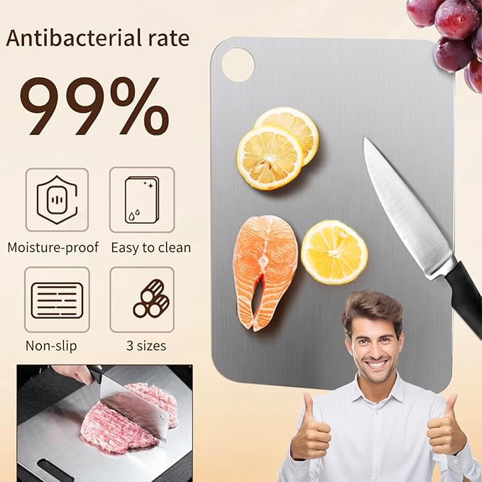 Upgrade your kitchen with our Stainless Steel Cutting Board