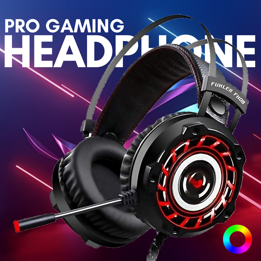 A6 PRO Gaming Headphones RGB with Mic – 360 Surround Sound Super Bass Vibration Over the Ear Wired Head Phones Headset for Gaming with Noise Cancelling Microphone for PC, Pubg Mobile, PS4, Laptop