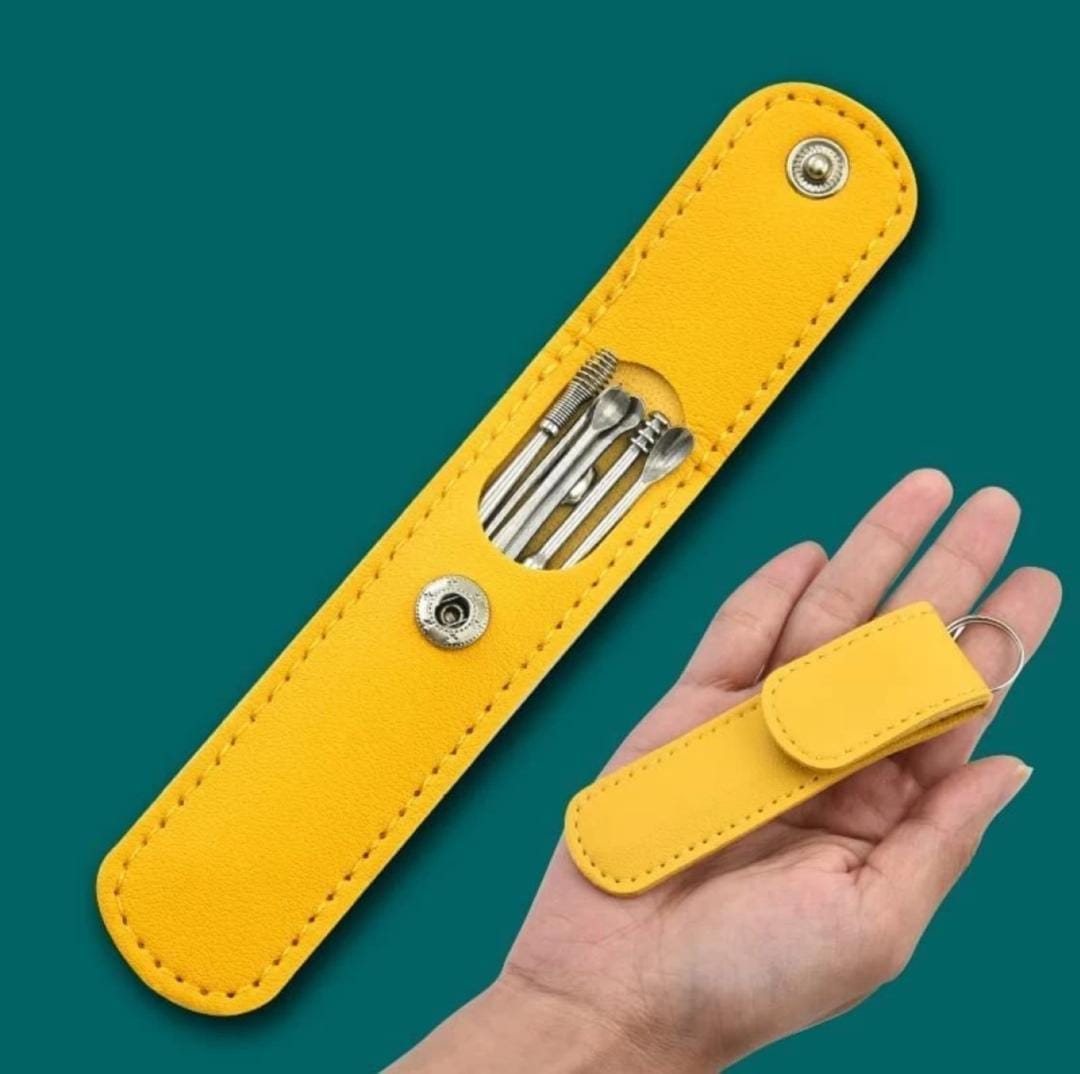 Ear Wax Cleaning Tools kit Set with Leather Pouch Spring Curette Earwax Random Color - Image 2