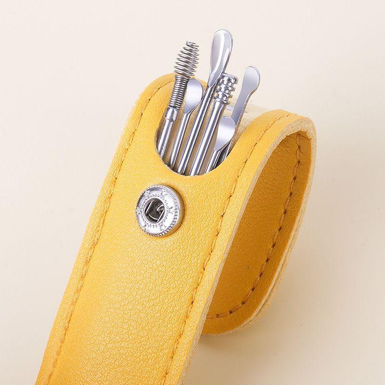 Ear Wax Cleaning Tools kit Set with Leather Pouch Spring Curette Earwax Random Color - Image 3